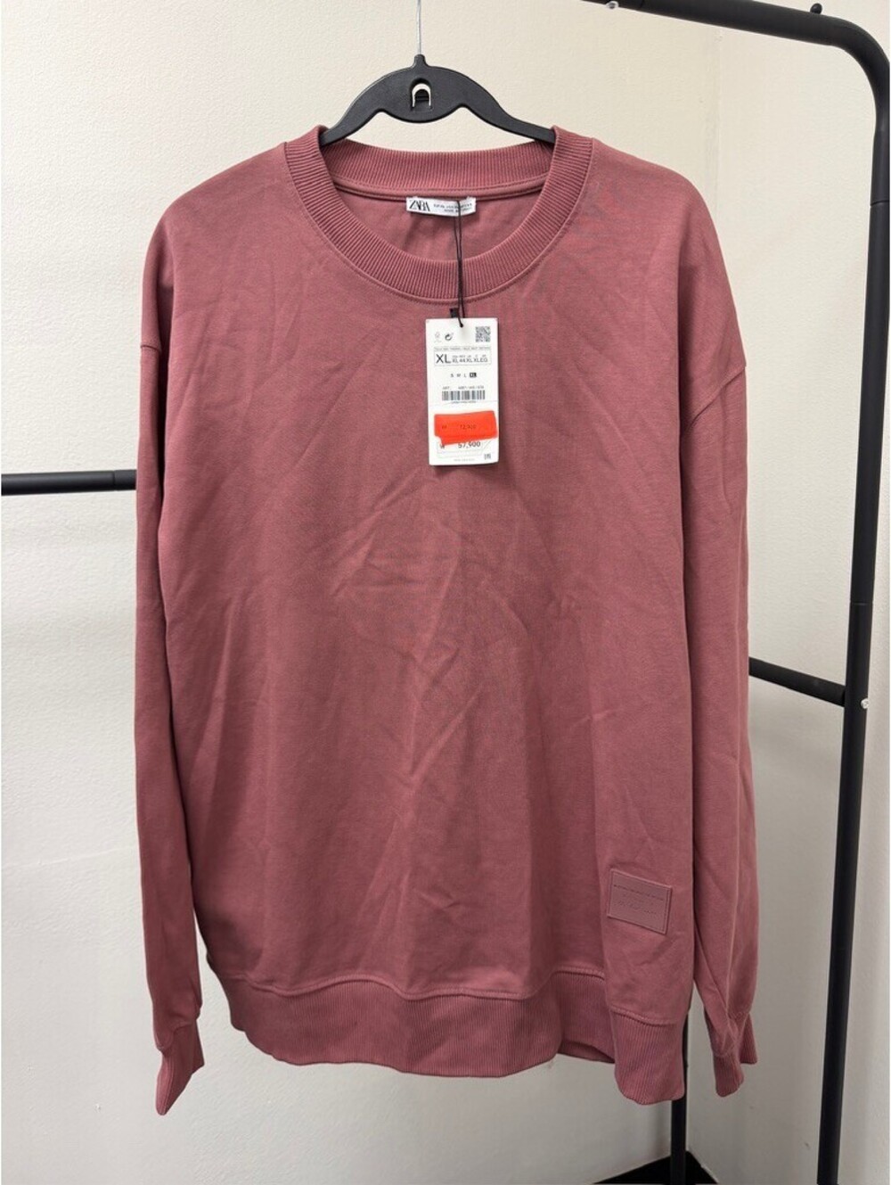 ZARA Men’s Washed Dusty Rose Oversized Sweatshirt XL NWT Korea